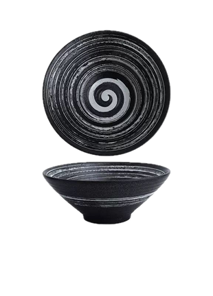 Bol de Ramen Ceramic Spiral Negru, Diverse Marimi