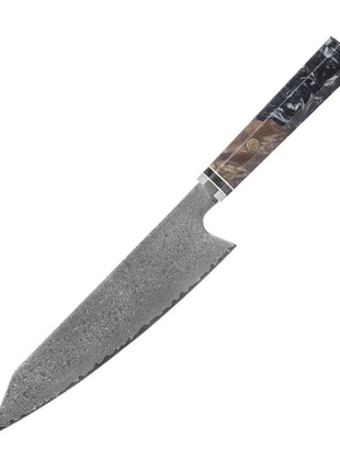 Cutit de Bucatar 20 cm din Otel Damasc cu maner de Rasina de Rodie