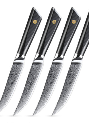 Set 4 Cutite de Steak 12 cm din Otel Damasc cu Manere G10