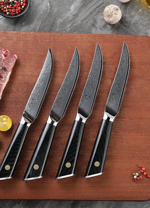 Set 4 Cutite de Steak 12 cm din Otel Damasc cu Manere G10