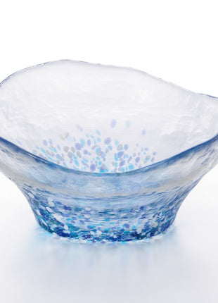 Bol Lucrat Manual din Sticla Japoneza 159 mm „Hortensia Albastra”
