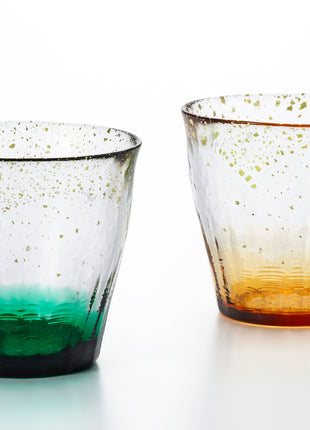 Set Pahare Lucrate Manual din Sticla Japoneza 300 ml „Kinsai Ryokuyo”