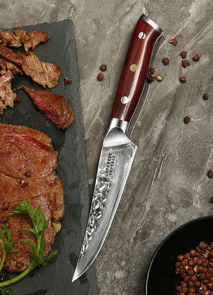 Set 4 Cutite de Steak 12 cm din Otel Damasc cu Manere din Lemn Rosewood