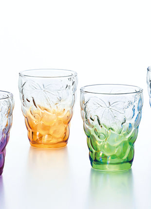 Set 4 Pahare Tumbler „Grape”, Textura Strugure, Culori Pastelate, 260 ml