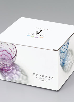 Set 4 Pahare Tumbler „Grape”, Textura Strugure, Culori Pastelate, 260 ml