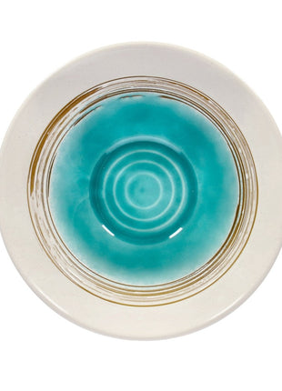 Bol de Ramen Ceramic Alb cu Interior Turcoaz - Diverse Marimi