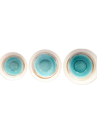 Bol de Ramen Ceramic Alb cu Interior Turcoaz - Diverse Marimi