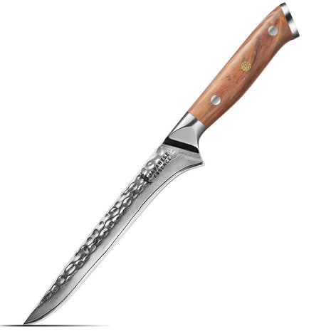 Cutit de Dezosat 15 cm din Otel Damasc cu Maner din Lemn de Maslin