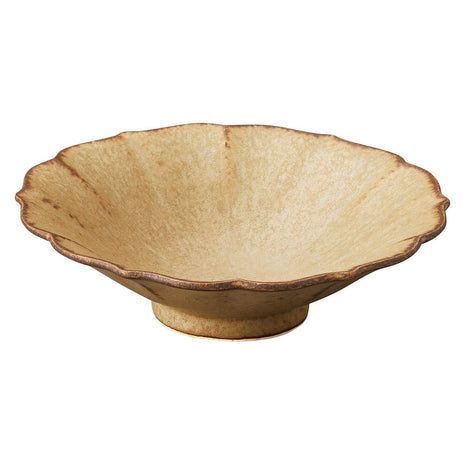 Bol Ceramic Japonez, Forma de Floare, Glazura Silver Brown, 15 cm