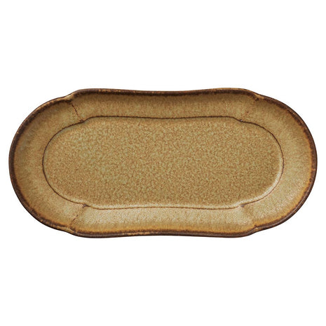 Platou Ceramic Japonez, Model Floral Yuuka, Glazura Argintiu Maroniu, 23 cm