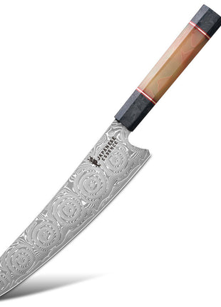 Cutit de Bucatar 21 cm din Otel Damasc cu Maner Fluorescent