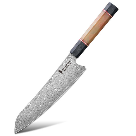 Cutit de Bucatar 21 cm din Otel Damasc cu Maner Fluorescent