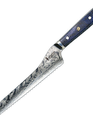 Cutit pentru Paine 25 cm din Otel Damasc cu Maner Blue Honeycomb