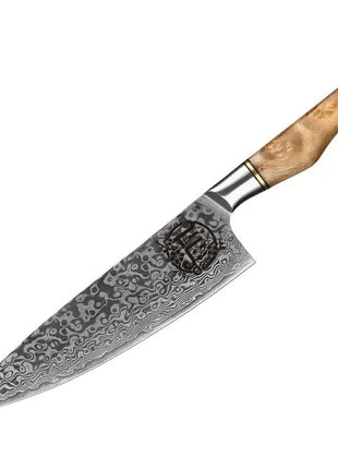 Cutit de Bucatar 20 cm din Otel Damasc cu Maner Burl Wood