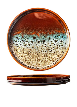 Farfurie Ceramica Rotunda Rosu Albastru, 19 cm
