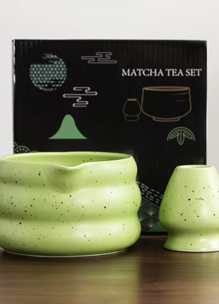 Set Matcha cu Bol si Suport pentru Tel Verde, 500 ml