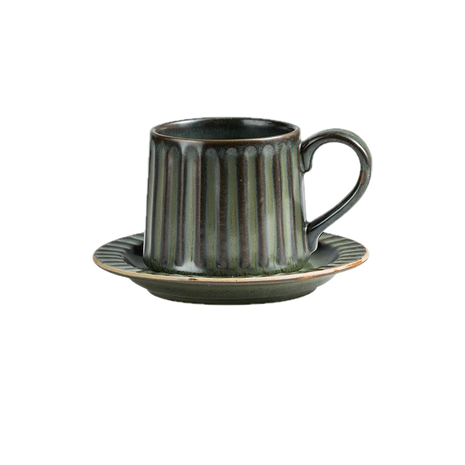 Set Ceasca Cafea cu Farfurioara si Lingurita, Negru, 320ml