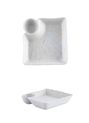 Farfurie cu Sosiera Integrata, Alb, 19 cm