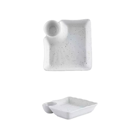 Farfurie cu Sosiera Integrata, Alb, 19 cm