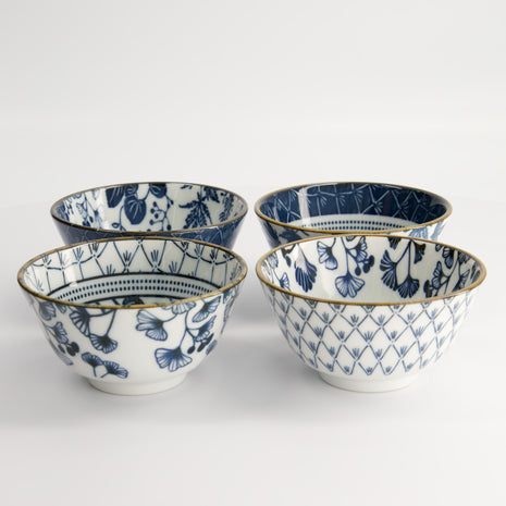 Set 4 Boluri Japoneze pentru Orez Flora Japonica, 300ml