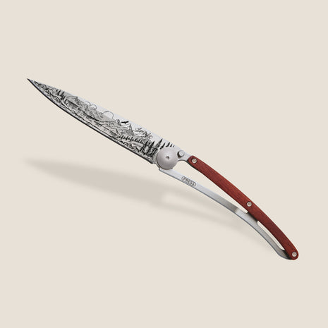 Briceag Peisaj, Ultra-Light 37g, Lama din Otel Inoxidabil Z40C13, Finisaj Titan Gri, Maner din Lemn Coral, 9.5 cm