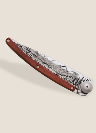 Briceag Peisaj, Ultra-Light 37g, Lama din Otel Inoxidabil Z40C13, Finisaj Titan Gri, Maner din Lemn Coral, 9.5 cm
