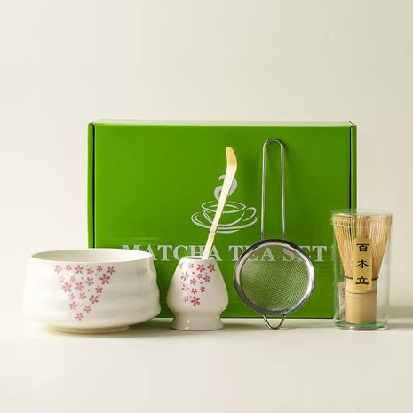 Set pentru Matcha, 5 Piese, Alb Sakura