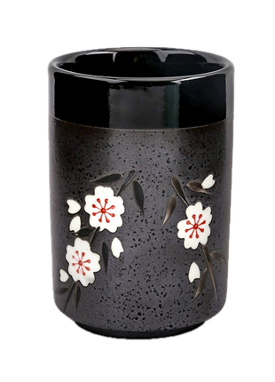 Cana Ceramica Japoneza, Sakura Negru, 300ml
