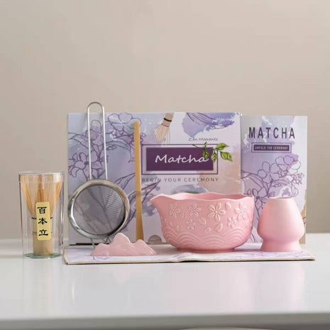 Set pentru Matcha, 7 Piese, Roz