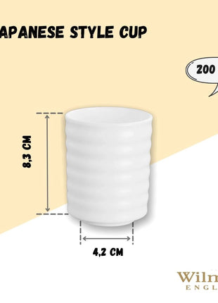Set 6 Cesti Stil Japonez din Portelan Fin, 200 ml