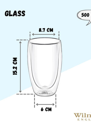 Pahar cu Perete Dublu din Sticla Termorezistenta, 500 ml