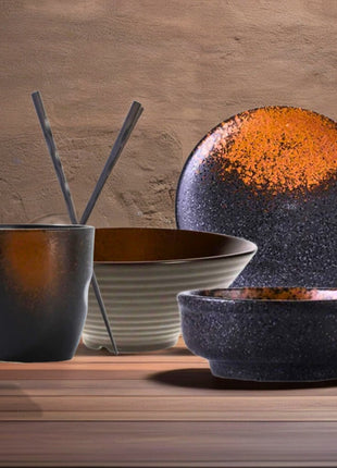 Set Japonez pentru Ramen cu Accente Maro