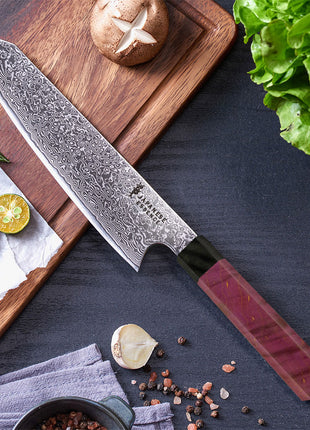 Cuțit Kiritsuke 21 cm din Otel Damasc cu Maner Ruby Flame