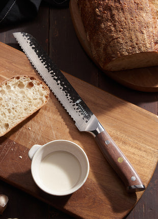 Set de 8 Cutite Premium Damascus cu Manere din Lemn de Nuc