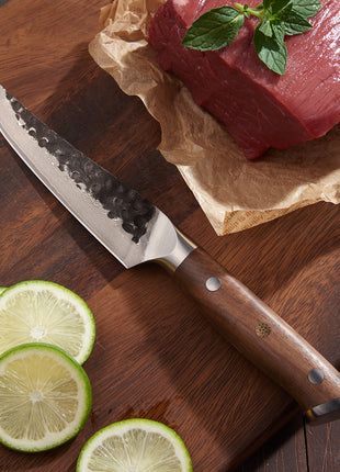 Set de 8 Cutite Premium Damascus cu Manere din Lemn de Nuc