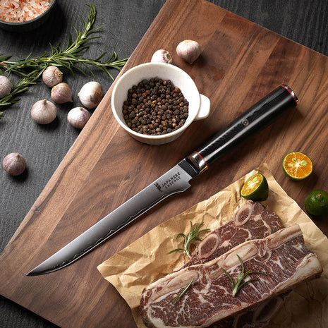 Cutit de Dezosat 18 cm din Otel Laminat cu Maner Negru G10