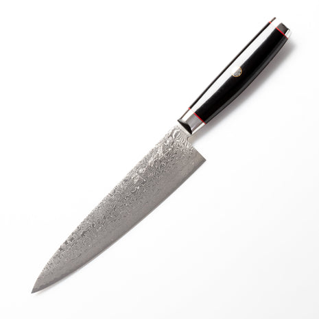 Cutit Japonez de Bucatar YPSILON 20 cm, Damascus 193 Straturi, SG2, Maner Black Micarta