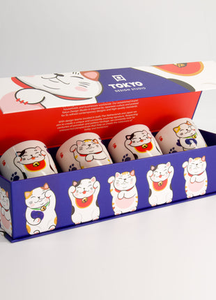 Set Cesti Kawaii Lucky Cat, 4 Piese, 170ml