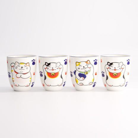 Set Cesti Kawaii Lucky Cat, 4 Piese, 170ml