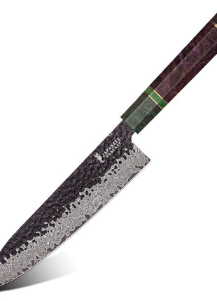 Cutit de Bucatar 22 cm din Otel Damasc cu Maner Stabilizat Multicolor