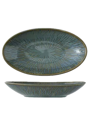 Platou Oval Texturat Verde, 26.5 cm