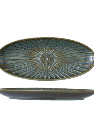 Platou Oval Raze Verde, 29 cm