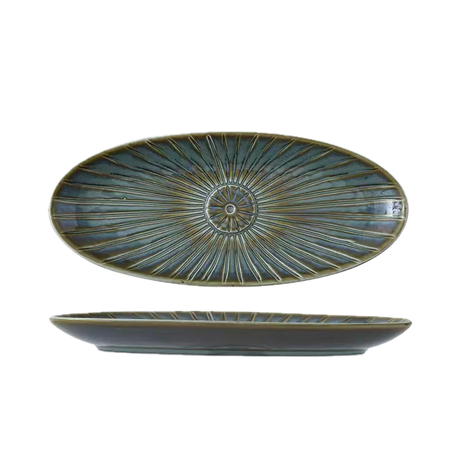 Platou Oval Raze Verde, 29 cm