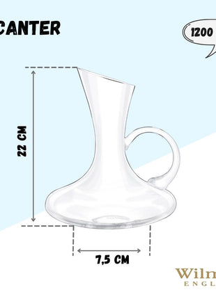 Decanter pentru Vin din Sticla Cristalina, 1200 ml