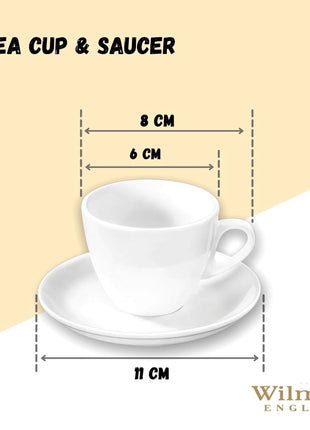 Set 6 Cesti Cafea cu Farfurioara din Portelan Fin, 75 ml