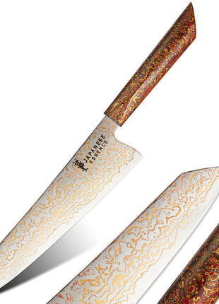 Cutit Kiritsuke 21 cm din Otel Damasc cu Maner Red Ember Lacuart