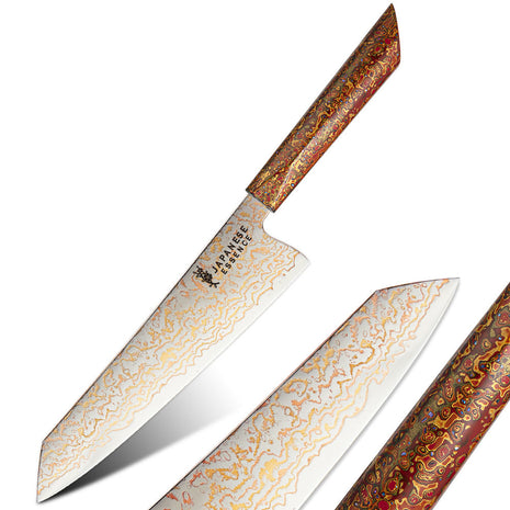 Cutit Kiritsuke 21 cm din Otel Damasc cu Maner Red Ember Lacuart