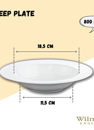 Set 3 Farfurii Adanci din Portelan Fin, 800 ml
