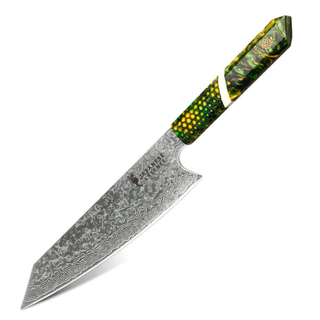 Cutit Kiritsuke 20 cm din Otel Damasc cu Maner Emerald Scales