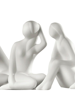 Figurina Decorativa Silueta Feminina, Ceramica, Crem